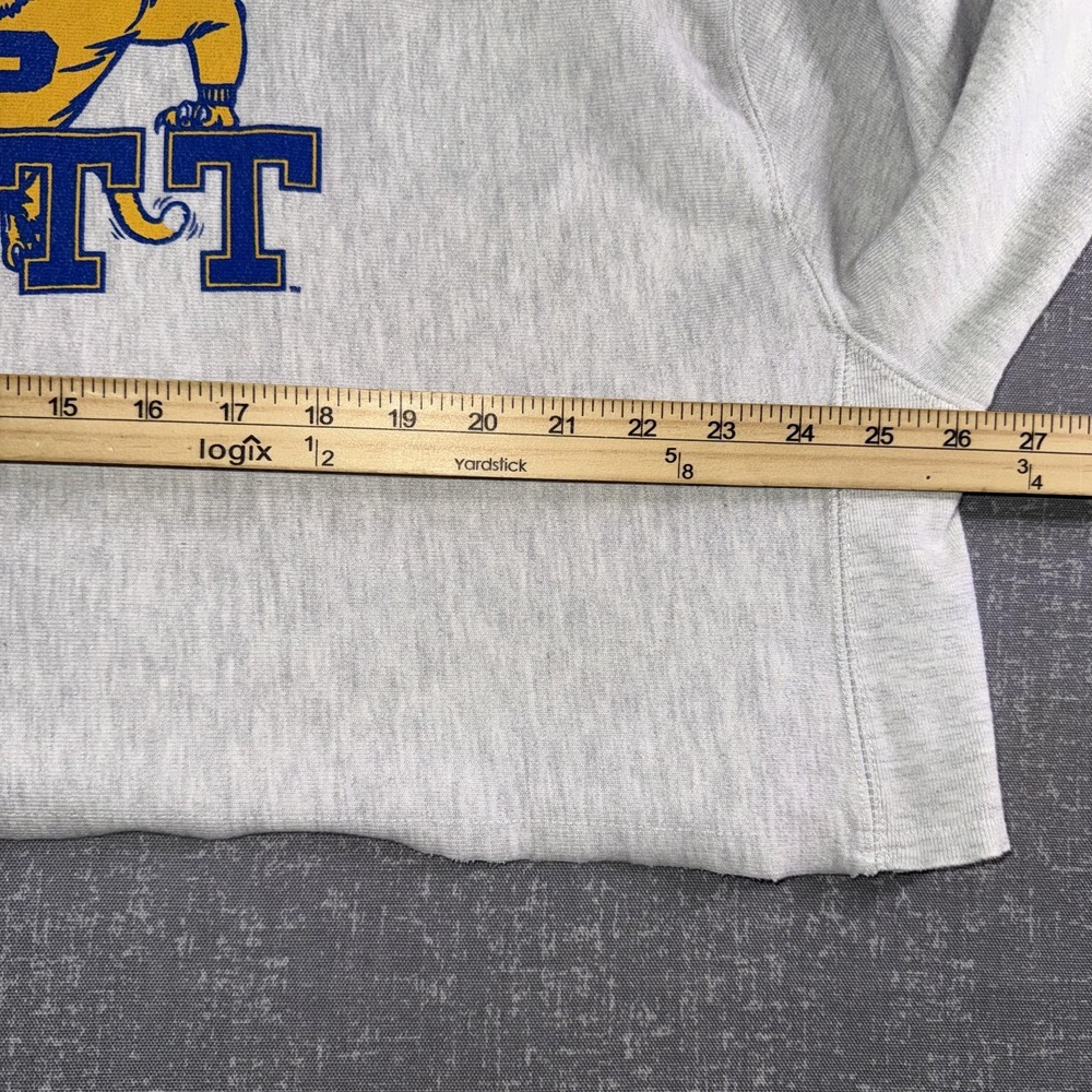 PITT Sweatshirt Mens XL Gray Pittsburgh Champion Reverse Weave Cropped Pullover - Picture 5 of 8